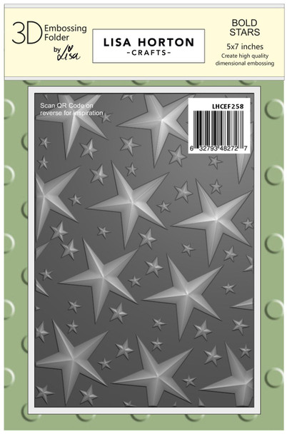 OakridgeStores.com | Lisa Horton Crafts - Bold Stars - 3D Embossing Folder 5 x 7 inches - LHCEF258 632793482727