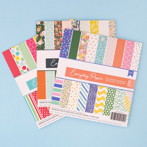 OakridgeStores.com | American Crafts - Assortment 2 - Single-Sided Paper Pad 6 x 6 inches 18 Sheets - 34018032 718813190305