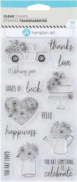 OakridgeStores.com | American Crafts - Flowery - Hampton Art Clear Stamps Set - SC1011-HL 729632219009