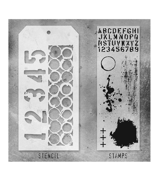 OakridgeStores.com | Tim Holtz - Stampers Anonymous - Set #22 - Mixed-Media Clear Stamps & Layering Stencil - THMM122