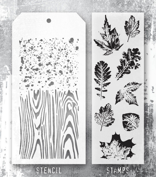 OakridgeStores.com | Tim Holtz - Stampers Anon - Leaf Prints - Clear Stamps & Layering Stencil - THMM167