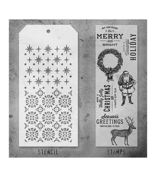 OakridgeStores.com | Tim Holtz - Stampers Anon - Set #35 - Mixed-Media - Clear Stamps & Layering Stencil Set - THMM135