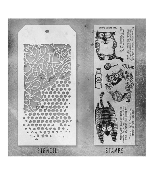 OakridgeStores.com | Tim Holtz - Stampers Anon - Set #10 - Mixed-Media - Clear Stamps & Layering Stencil Set - THMM110