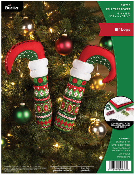 OakridgeStores.com | Bucilla - Elf Legs Tree Pokes - Felt Applique Kit 6 x 13 inches - 89776E 046109897769
