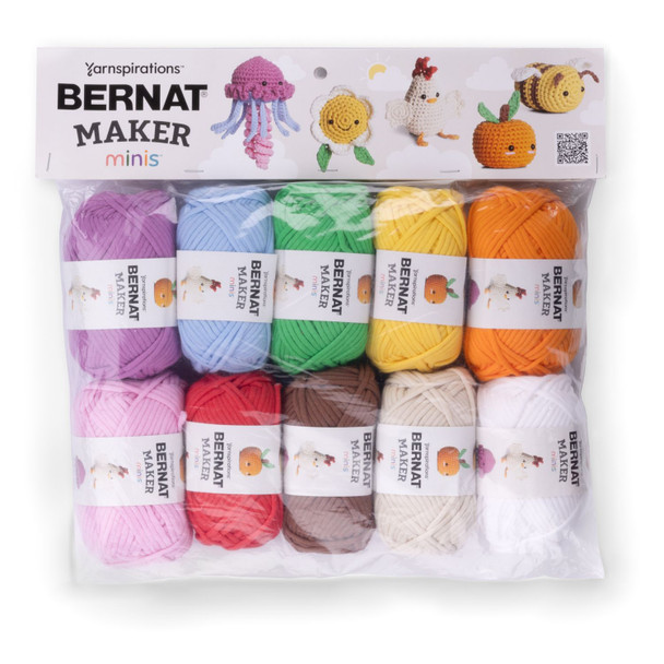 OakridgeStores.com | Bernat - Maker Minis - Yarn Pack, 10 Bright Colors, 35 g Balls - 16135353001 057355564510