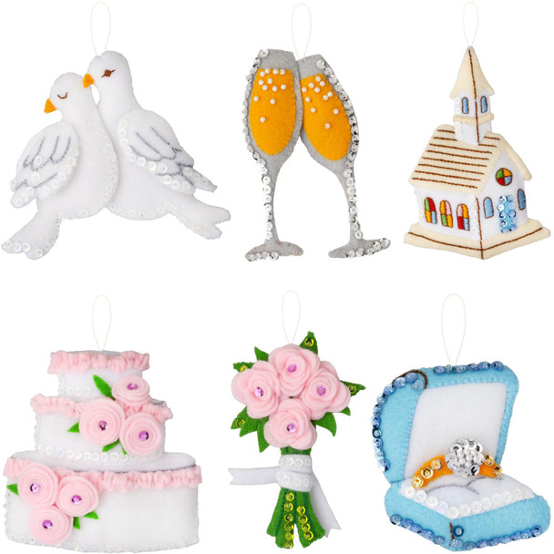 OakridgeStores.com | Bucilla - Newlywed Keepsakes - Felt Ornaments Applique Kit, Set of 6 - 89780E 046109897806