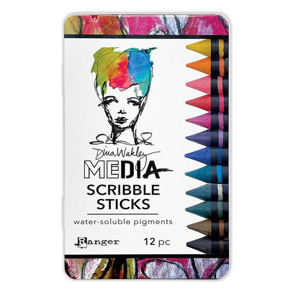 OakridgeStores.com | Dina Wakley - 12 Piece Set - MEdia Scribbles Sticks - Water-Soluble Pigment Sticks - MDA87038 789541087038