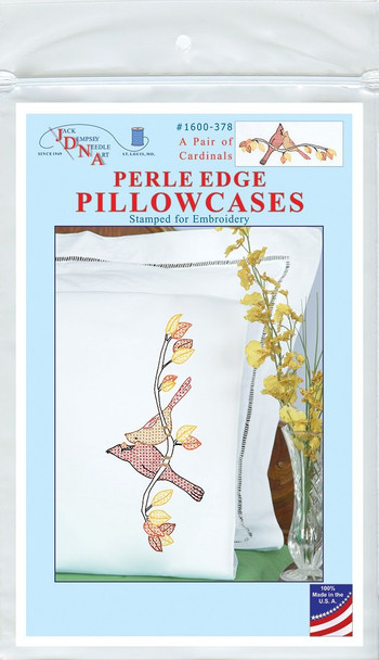 OakridgeStores.com | Jack Dempsey - A Pair of Cardinals - Stamped Pillowcases with White Perle Edge, 2 Pack - 1600-378 013155853780