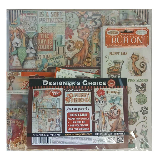 OakridgeStores.com | Stamperia Intl - Classic Pad - Furry Friends Bundle - Paper Craft Embellishments - ZBNL01