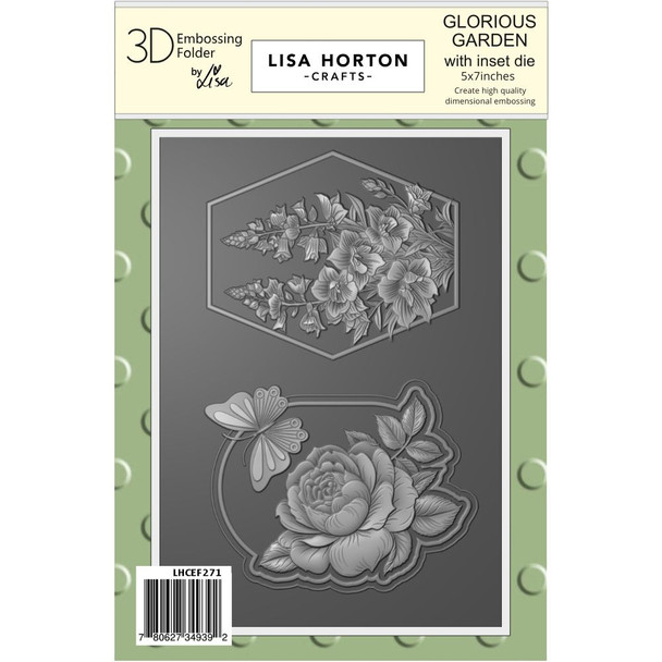 OakridgeStores.com | Lisa Horton Crafts - Glorious Garden - Embossing Folder and Die Set, 5 x 7 inches - LHCEF271 780627349392