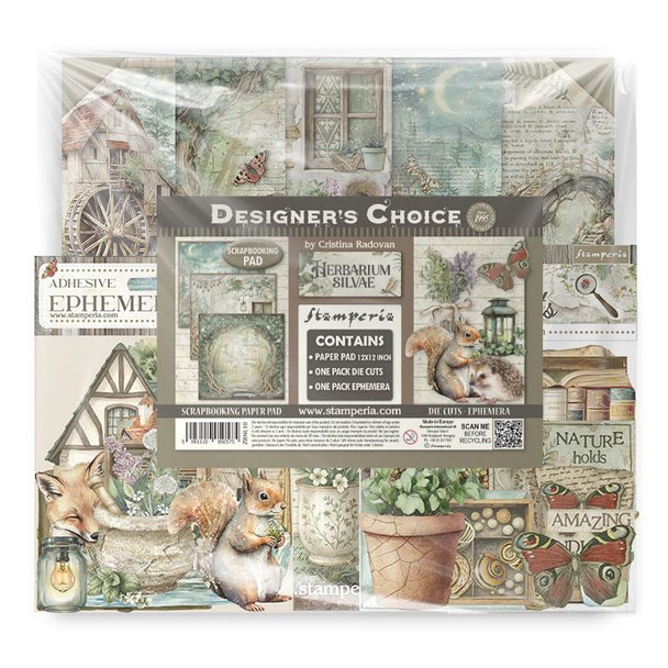 OakridgeStores.com | Stamperia Intl - Herbarium Silvae - Paper Pad, Die Cuts & Ephemera Set - ZBNL10