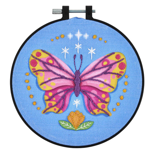 OakridgeStores.com | Bucilla - Energetic Butterfly - Mindful Stamped Embroidery Kit, 6 inches Round - 49225E 046109492254