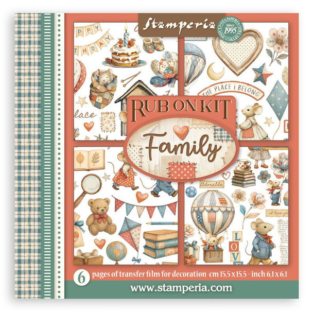OakridgeStores.com | Stamperia Intl - Family - Assortment Rub-On Transfers 6.1 x 6.1 inches, 6 Pack - DFLRBX04