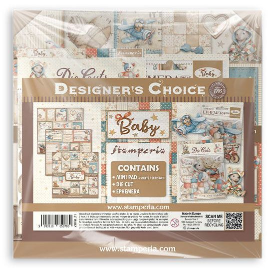 OakridgeStores.com | Stamperia Intl - Baby - Mini Pad, Ephemera and Die Cuts - Paper Craft Bundle - ZBNL21