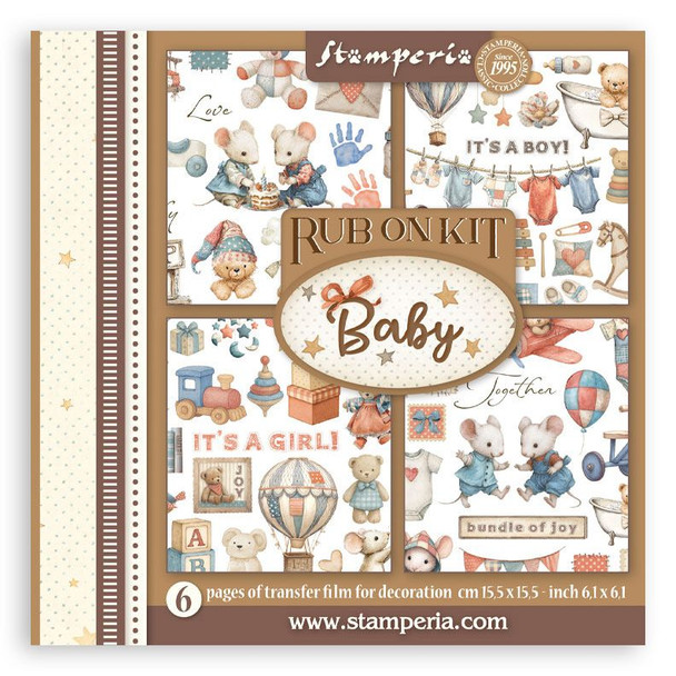 OakridgeStores.com | Stamperia Intl - Baby - Rub-On Assortment - Rub-On Transfers Set - 6 Pack - DFLRBX05