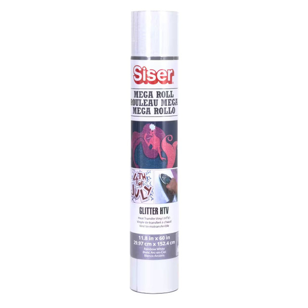 OakridgeStores.com | Siser - Rainbow White - Siser Glitter Heat Transfer Vinyl 11.8"X60" Mega Roll - Heat Transfer Vinyl Roll - MIGL1186079 850017402270