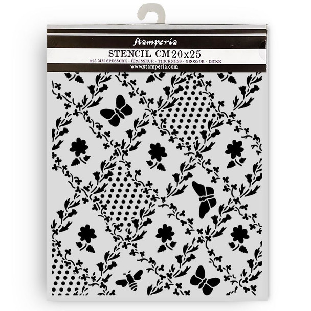 OakridgeStores.com | Stamperia Intl - Daisy Art Texture Butterfly And Daisy - Stamperia Stencil 7.87 x 9.84 inches - KSTD198