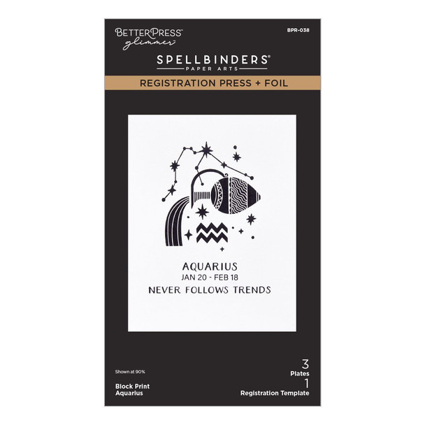 OakridgeStores.com | Spellbinders - Block Print Aquarius - Block Print Zodiacs - BetterPress Registration Press + Foil Plate - BPR-038 810176109069