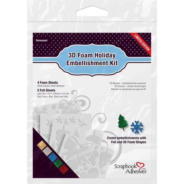 OakridgeStores.com | Scrapbook Adhesives - Permanent - Scrapbook Adhesives 3D Foam Holiday Embellishment Kit - Adhesive Foam & Foil Kit - 01224 093616012246