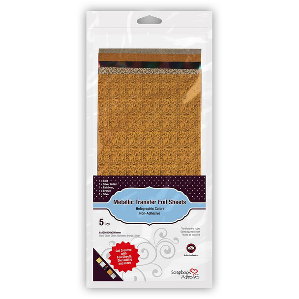 OakridgeStores.com | Scrapbook Adhesives - Holographic - Scrapbook Adhesives Metallic Transfer foil Sheets 5/Pkg - Foil Sheets Set - 01402 093616014028