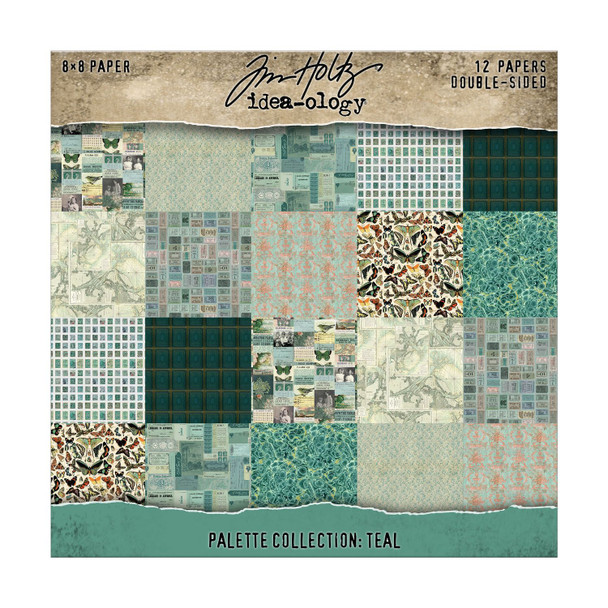 OakridgeStores.com | Tim Holtz - Advantus - Palette Collection: Teal - Idea-ology Double-Sided Cardstock 8 x 8 12/Pkg - TH94475 040861944754