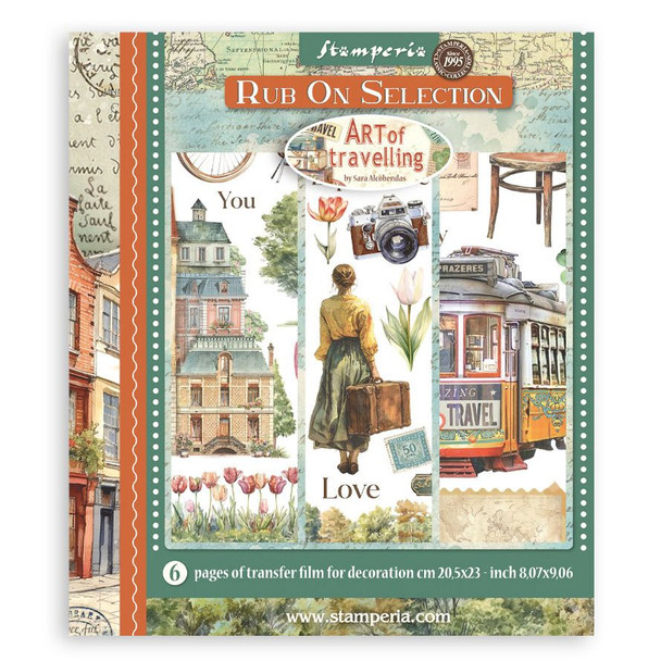 OakridgeStores.com | Stamperia Intl - Art of Traveling - Assortment Rub-On Transfers, 8 x 9 inches, 6 Pack - DFLRBXG05