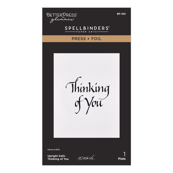 OakridgeStores.com | Spellbinders - Upright Italic Thinking of You - Press + Foil Plate - BP-355 810205711737