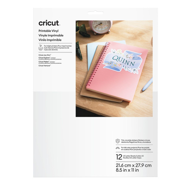 OakridgeStores.com | Cricut - US Letter, White - Cricut Printable Vinyl 12/PC - Printable Vinyl Sheets - 2011849