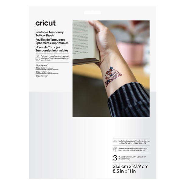 OakridgeStores.com | Cricut - Transparent, 3 Pack - Printable Temporary Tattoo Sheets, 8.5 x 11 inches - 2011763 093573238918