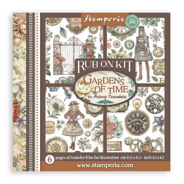 OakridgeStores.com | Stamperia Intl - Gardens of Time - Assortment Rub-On Transfers 6.1 x 6.1 inches, 6/Pkg - DFLRBX11