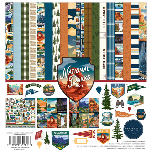 OakridgeStores.com | Carta Bella - National Parks No. 2 - Collection Kit 12 x 12 with Element Sticker Sheet - CBNT504016 810208649518
