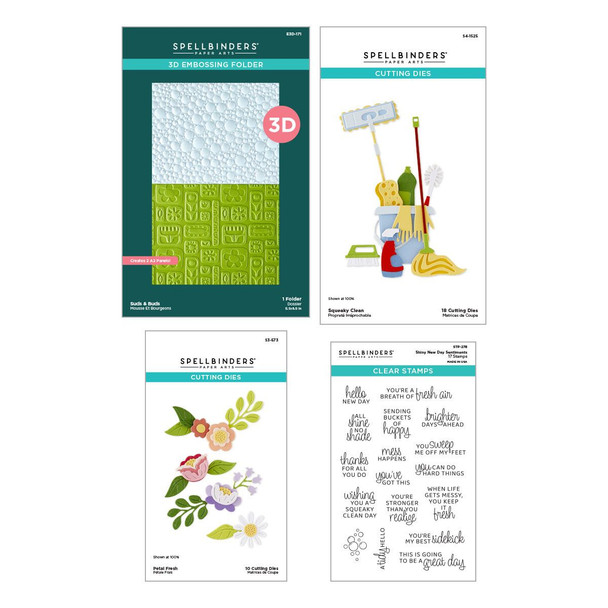 OakridgeStores.com | Spellbinders - Shiny New Day - I Want It All Bundle - Dies, Embossing Folder & Stamps Set - BD-1079 810205712338