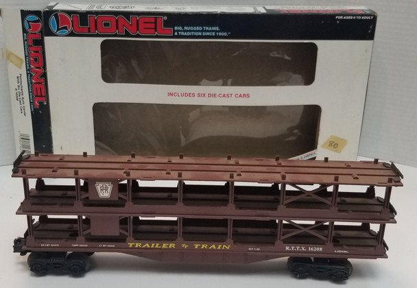 RESALE SHOP - Pennsylvania Auto Carrier With Six Die Cast Cars #6-16208 O Gauge - RIOR-6-16208-U4890