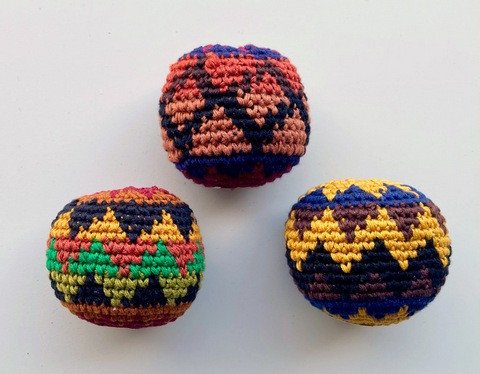 Handmade Footbag (Hacky Sack) - Earth Colors (assorted styles) - MEDIUM FILL - HB422