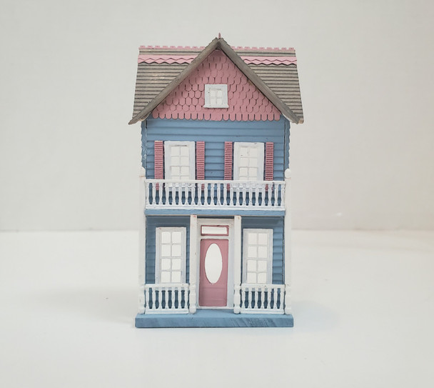 RESALE SHOP - VTG Blue and Pink Dollhouse for Dollhouse 1:144 scale - BABE-BLUEMINIDOLLHOUSE-NS6224
