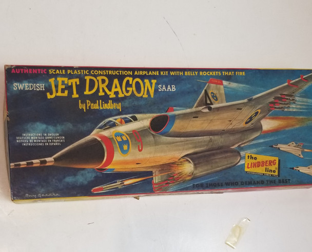 RESALE SHOP - Lindberg 15/64 Inch foot Scale Swedish Jet Dragon SAAB #570-98 - BOBR-570-98-NOB6929