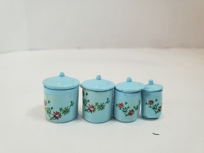 RESALE SHOP - VTG Mini Resin Light Blue Canisters - BOST-BLUECANISTERS-NS6237