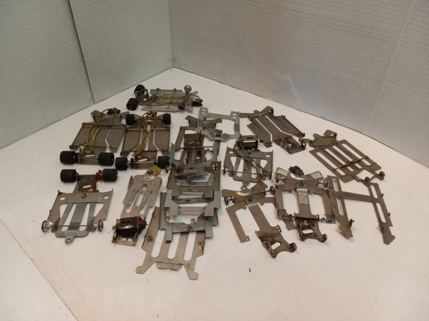 RESALE SHOP - HUGE Lot Of 1/24 Slot Car Parts- Parma Chassis, Wheels, Motors, ETC - SHGU-CHASSISLOT-U6115