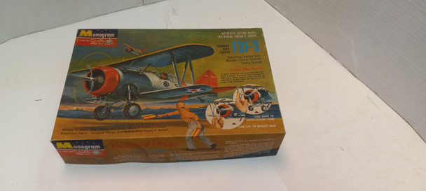 RESALE SHOP - Monogram 1961 Model kit F3F-3 Grumman Navy Fighter Box opened Kit Mint in box - BOBR-PA70-198-NOB7118