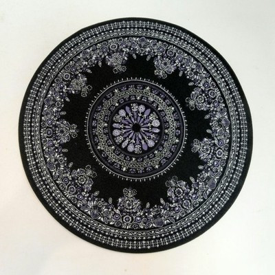 RESALE SHOP - Sam's World Gouldenlabel Large Round 8" x 8" Black & Purple Bordered Rug - SAM-LC006-NS7337