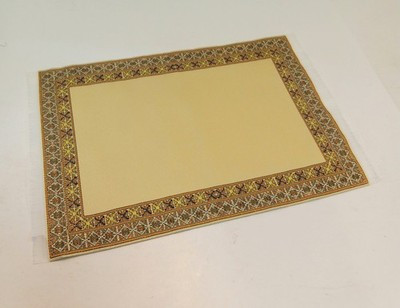 RESALE SHOP - Sam's World Gouldenlabel Large Rectangular 8" x 11.5" Gold & Cream Bordered Rug - SAM-LR008-NS7265