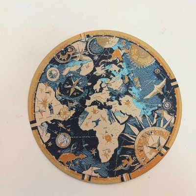 RESALE SHOP - Sam's World Gouldenlabel Medium Round 6" x 6" World Map Rug - SAM-MC003-NS7341