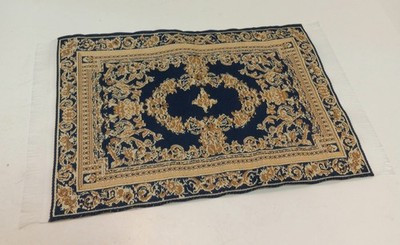 RESALE SHOP - Sam's World Gouldenlabel Medium Rectangular 6" x 9" Blue & Gold Bordered Rug - SAM-MR002-NS7269