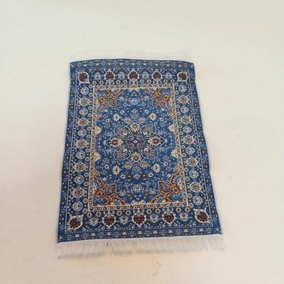 RESALE SHOP - Sam's World Gouldenlabel Small Rectangular 4" x 6" Blue & Cream Bordered Rug - SAM-SR006-NS7287
