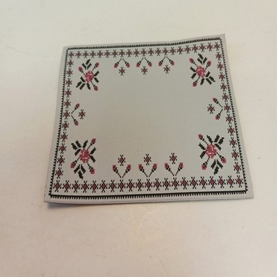 RESALE SHOP - Sam's World Gouldenlabel Small Square 4" x 4" Gray & Pink Bordered Rug - SAM-SS001-NS7310