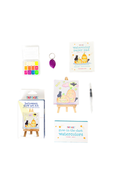 OakridgeStores.com | Tiny Easel - Mini Halloween GLOW Art Kit - Glow-in-the-Dark Watercolor Paint Set - 13813 860013138134