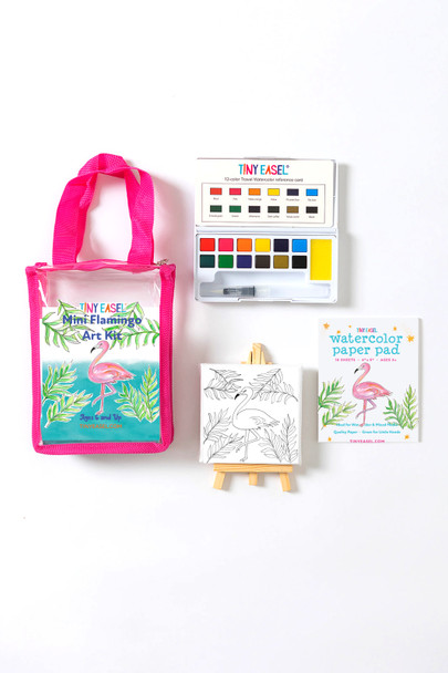OakridgeStores.com | Tiny Easel - Mini Flamingo Art Kit - Mini Watercolor Art Kit - 91417 850072914176