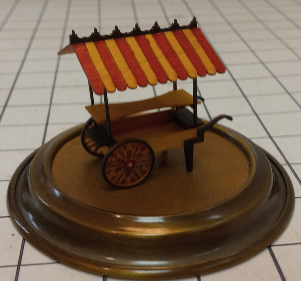 OakridgeStores.com | RESALE SHOP - VTG OOAK Vendor Cart Diorama - looks like 1:32 scale- comes in glass dome - BABE-VENDOR-NOB7579