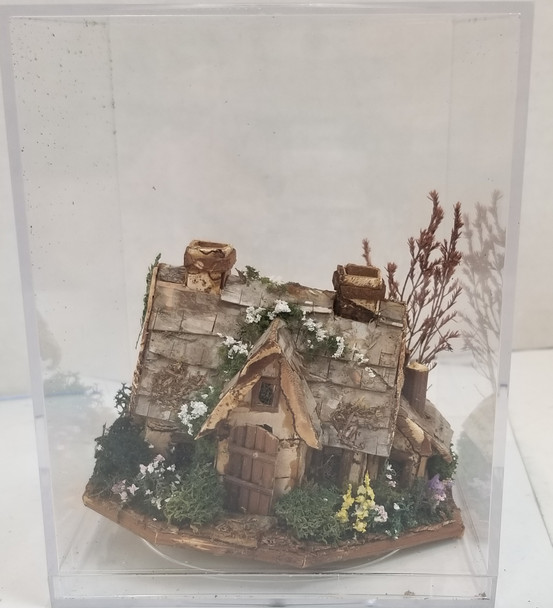OakridgeStores.com | RESALE SHOP - VTG OOAK 1:100 Woodland House In Display Case- artisan made - BABE-WOODLAND-NOB7569