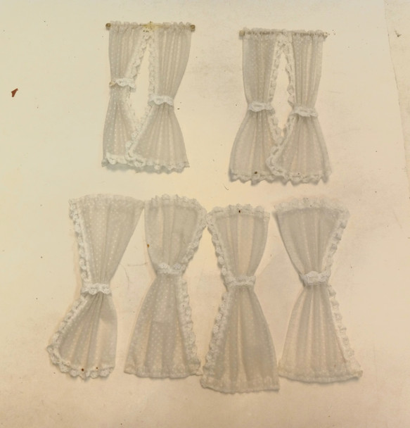 OakridgeStores.com | RESALE SHOP - VTG White Polka Dot Curtains - BOST-WHITEPOLKADOTCURTAINS-LN6965